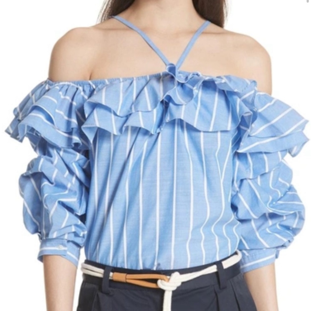 NWT JOIE Ruffled cold shoulder top